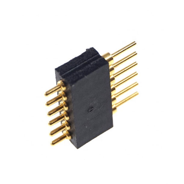 Gold Plated Brass 6 Pin Single Row Through Hole PCB Mount Grid 0.05 Inch Spring Header Connector Pogo Pin 1.27 MM Pitch