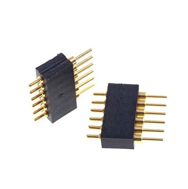 Gold Plated Brass 6 Pin Single Row Through Hole PCB Mount Grid 0.05 Inch Spring Header Connector Pogo Pin 1.27 MM Pitch