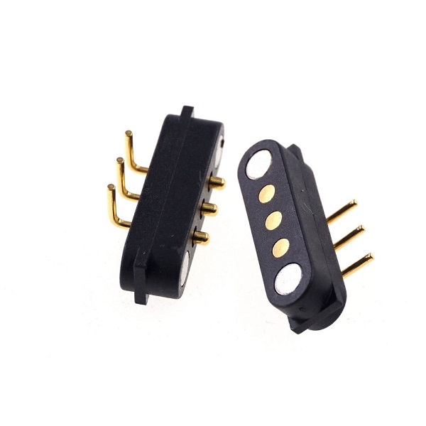 Spring Loaded Male Female 2.54 MM Pitch Through Holes PCB BTB Connector 2A 36V DC Magnetic Pogo Pin 3 Pole