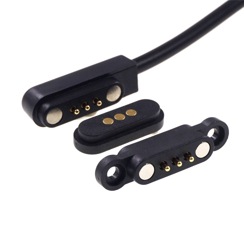 Spring Loaded Magnetic Pogo Pin 3 Positon 2.3 MM Pitch Vertical Single Row Through Holes Solder Male Female Probe Contact