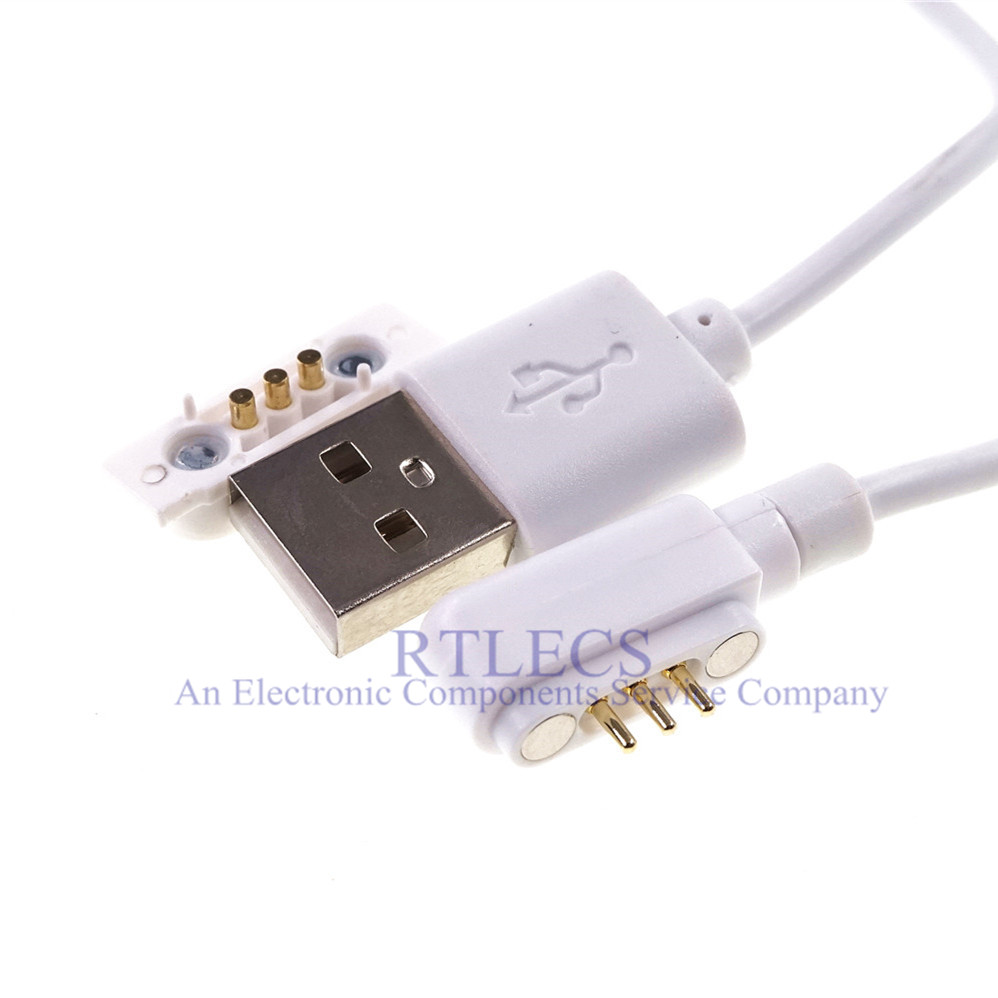 Magnet Pogo Pin Connector USB Cable A Plug 1M 3 Pins 2.54 mm Pitch Power Charge Male Spring Loaded Female PCB Through Hole