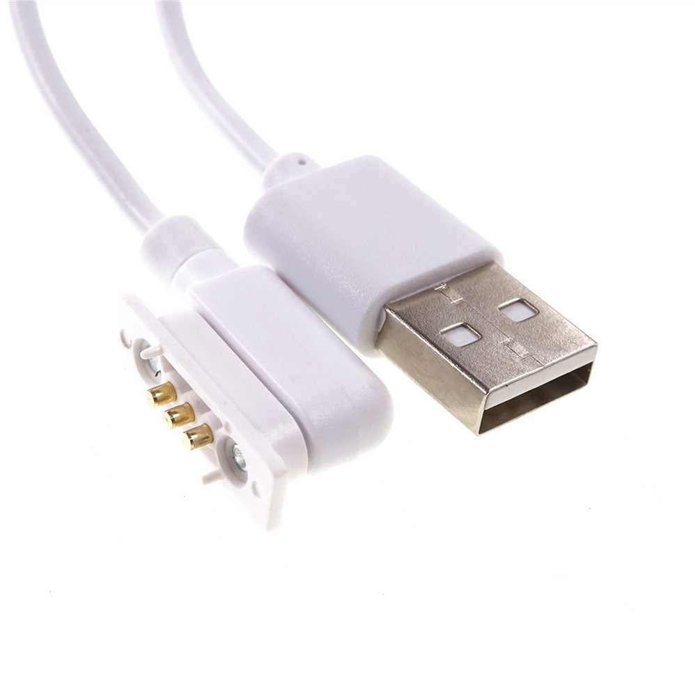 Magnet Pogo Pin Connector USB Cable A Plug 1M 3 Pins 2.54 mm Pitch Power Charge Male Spring Loaded Female PCB Through Hole