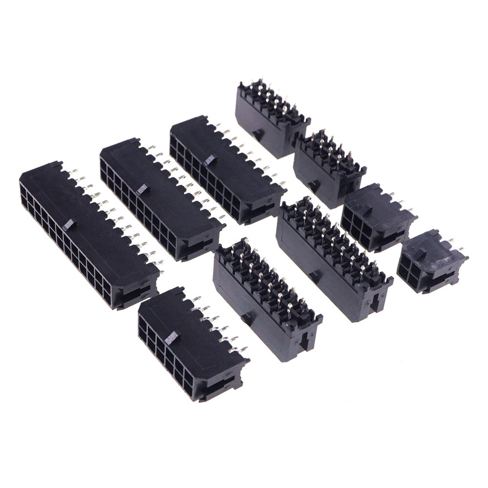 3.0 MM Wafer Micro-Fit 3.0 PCB Male Header Connector Straight 2 4 6 8 10 12 14 16 18 20 22 24 Pin Board Solder 43045