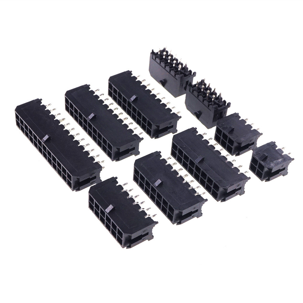 3.0 MM Wafer Micro-Fit 3.0 PCB Male Header Connector Straight 2 4 6 8 10 12 14 16 18 20 22 24 Pin Board Solder 43045
