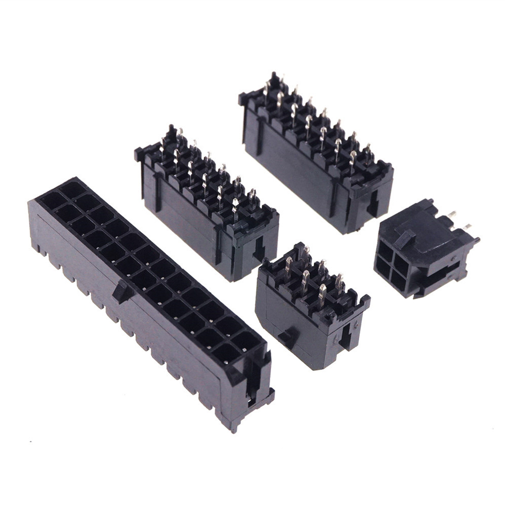3.0 MM Wafer Micro-Fit 3.0 PCB Male Header Connector Straight 2 4 6 8 10 12 14 16 18 20 22 24 Pin Board Solder 43045