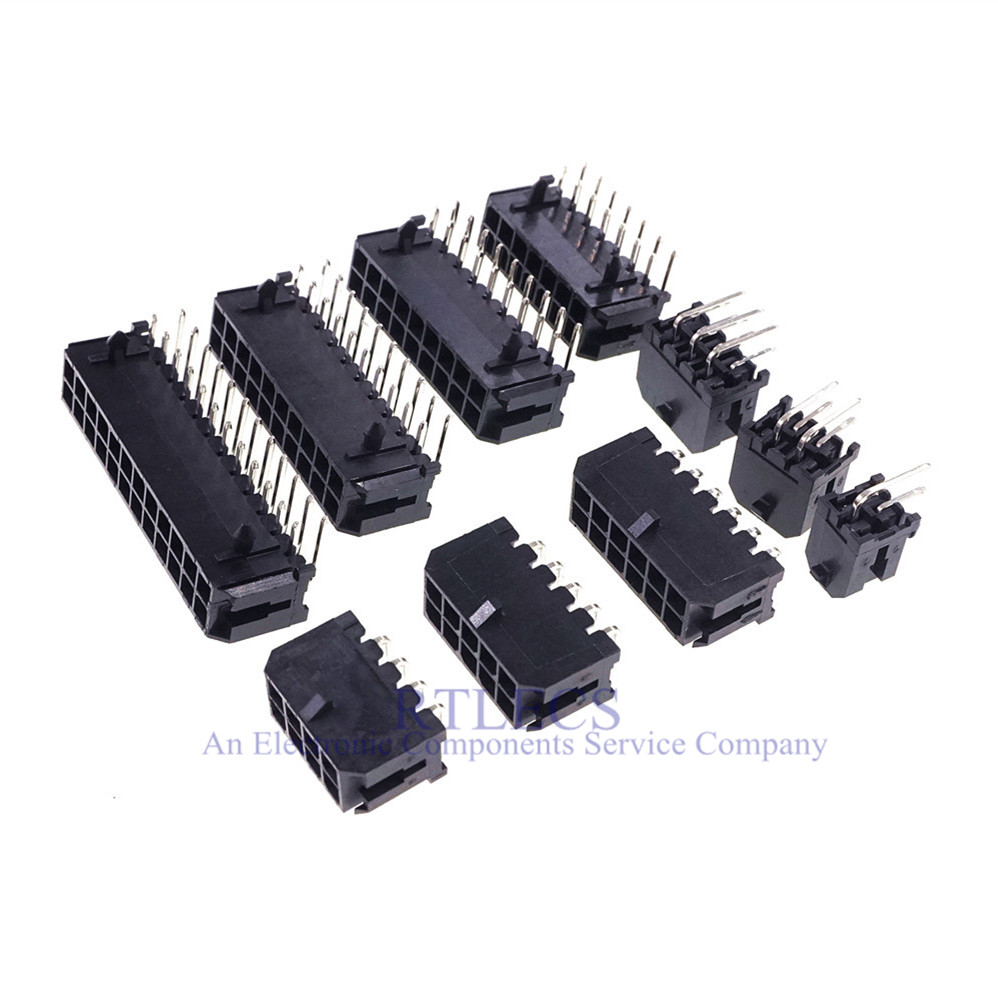 Wafer Micro-Fit 3.0 Connector PCB Male Header Right Angle 2 4 6 8 10 12 14 16 18 20 22 24 Pin Board Solder 43045