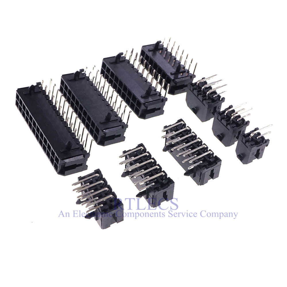 Wafer Micro-Fit 3.0 Connector PCB Male Header Right Angle 2 4 6 8 10 12 14 16 18 20 22 24 Pin Board Solder 43045