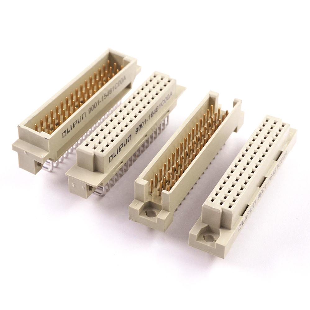 DIN 41612 Connector 3 Rows 48 Positions Plug Header Male Female Pins Right Angle Straight Through Hole 3x16 Pitch 2.54 MM