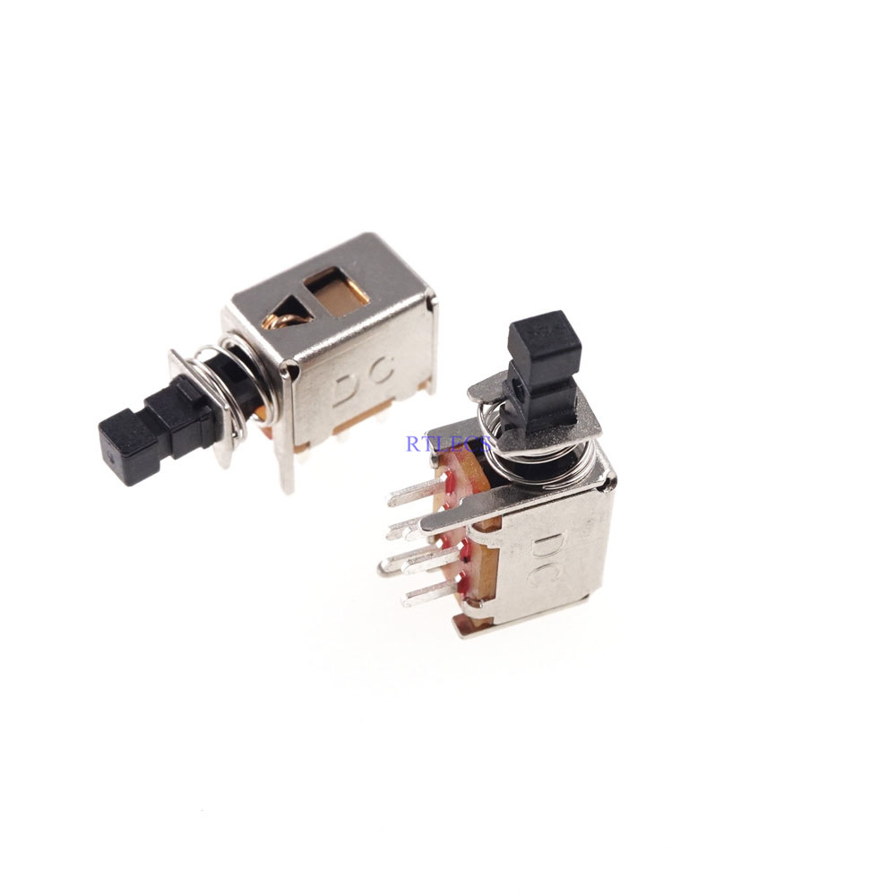 Self-Lock Push button Switch DPDT Standard Through Holes PCB Right Angle PS-22F02 PushButton Switch On-On 0.2A 30V 2P2T