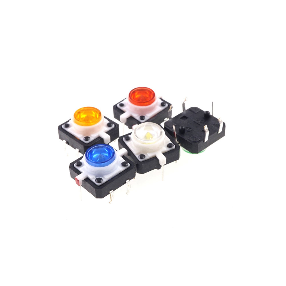 Illuminated Tactile Switch SPST-NO Through Hole Off-Mom 12.0 mm x 12.0 mm LED Red Yellow Green White Blue 7.3 mm Height