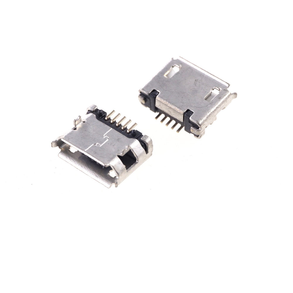 Micro USB 2.0 Connector B Type 5 Position SMT Surface Mount receptacle right angle Board Guide Post PCB re-flow solder
