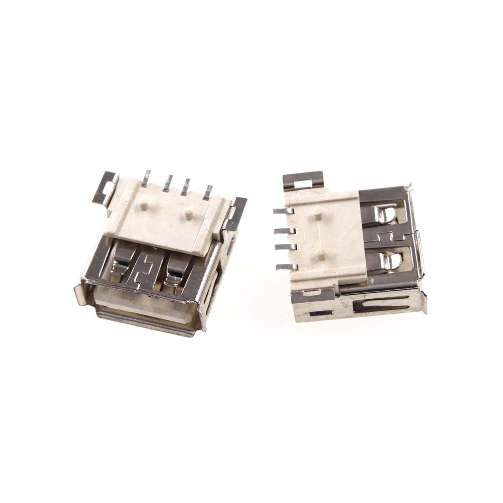 SMT USB Connector 2.0 Type A F Female Receptacle Socket Right Angle SMD Surface Mount PCB Board Guide Reflow Solder