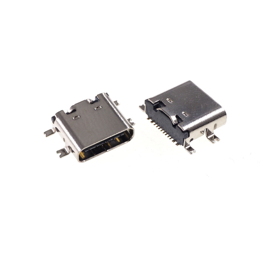 USB 3.1 Type C Connector 16 Pin Receptacle Right Angle SMT Female Socket Surface Mount Cost-Effective 5 Amps Vbus