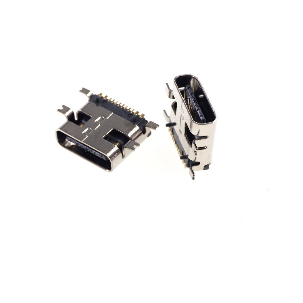 USB 3.1 Type C Connector 16 Pin Receptacle Right Angle SMT Female Socket Surface Mount Cost-Effective 5 Amps Vbus