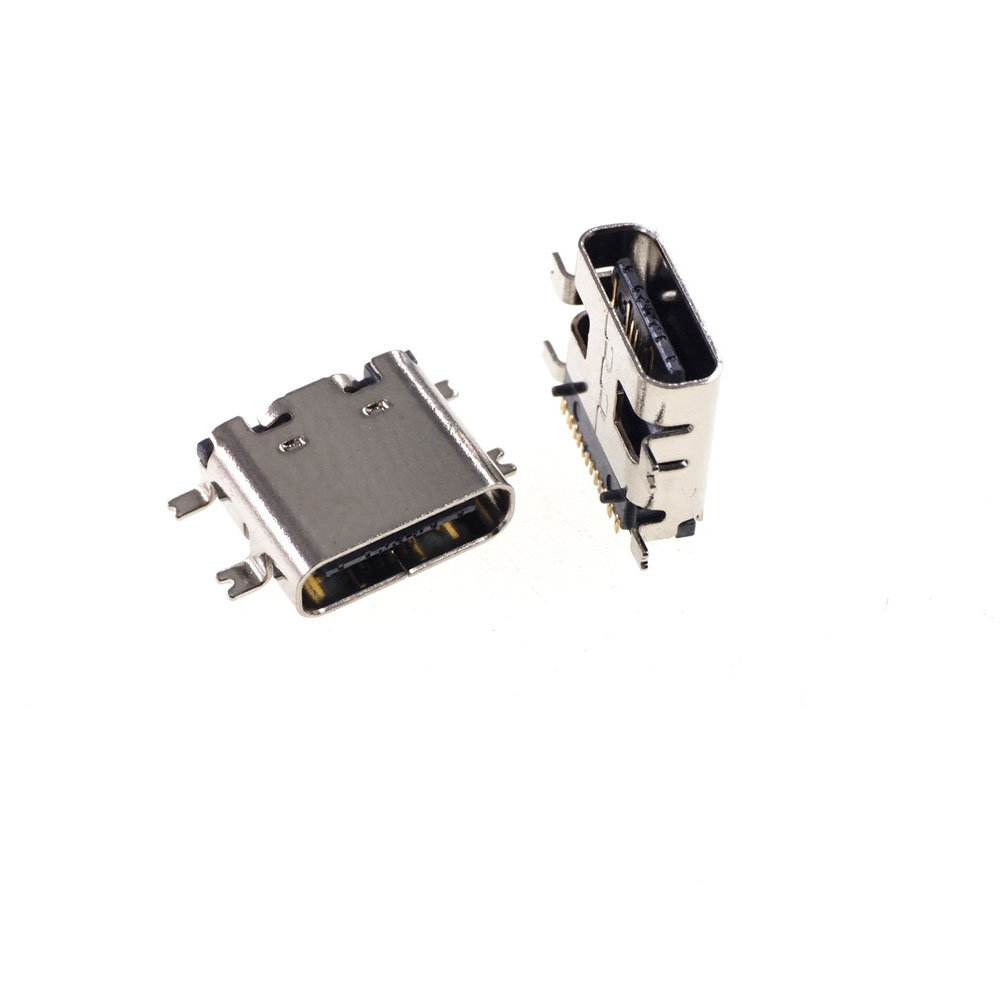 USB 3.1 Type C Connector 16 Pin Receptacle Right Angle SMT Female Socket Surface Mount Cost-Effective 5 Amps Vbus