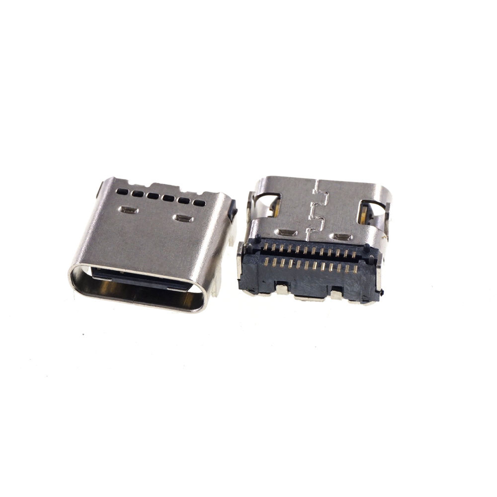 USB 3.1 Type-C Connector 24 Pin Receptacle Right Angle Type C PCB SMT Dual Row Tab Female Socket Support Terminal TH 3A