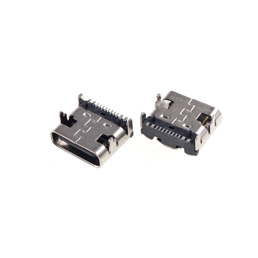 USB 3.1 Type C Connector 16 Pin Right Angle Through Holes PCB Female Socket Type-C Receptacle DIP 90 Degree Power Charge