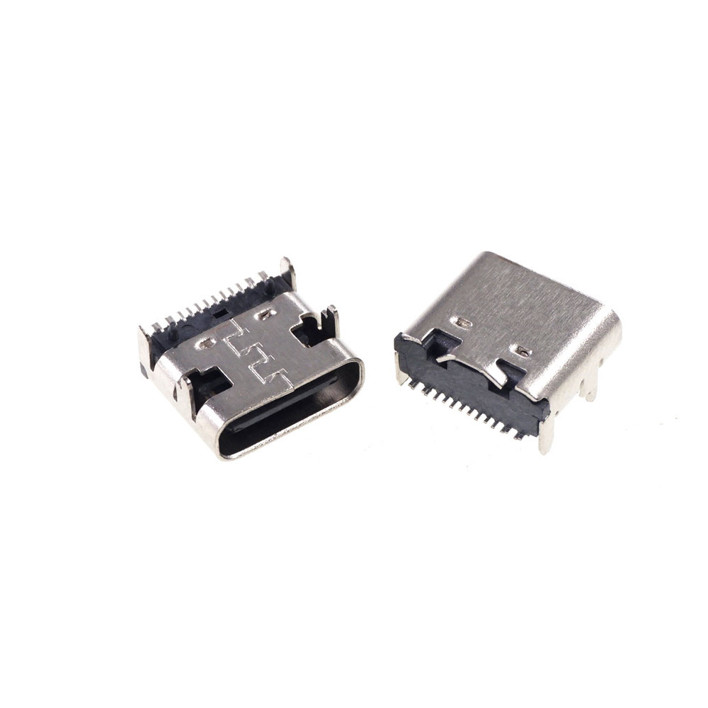 USB 3.1 Type C Connector 16 Pin Right Angle Through Holes PCB Female Socket Type-C Receptacle DIP 90 Degree Power Charge