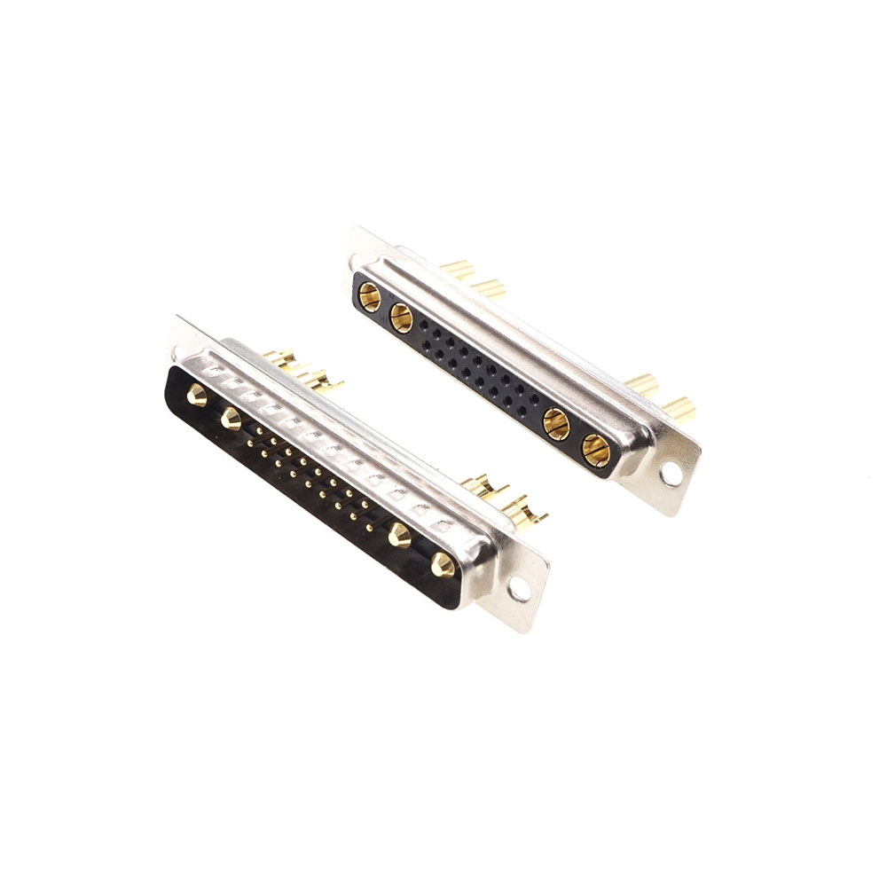 High Power 30A 21W4 D-Sub Connector Combo Male Female Plug Receptacle Signal 17 + 4 Power Panel Mount Wire Solder Cup