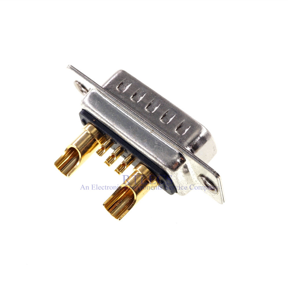 D-Sub Connector 30 AMP Current 7 Power Position 5+2 Combo Plug Male Female Pins Machined Pin 7W2 Gold Flash Panel Mount Wire Solder