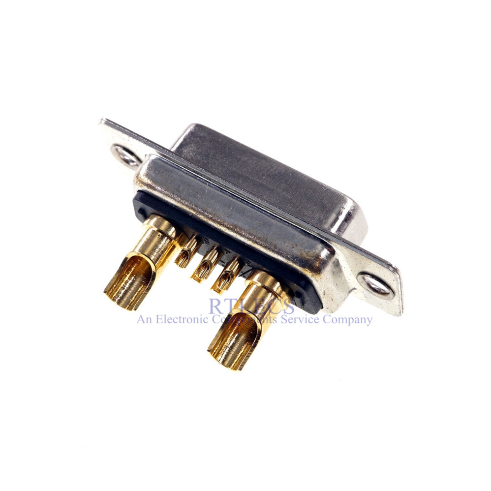 D-Sub Connector 30 AMP Current 7 Power Position 5+2 Combo Plug Male Female Pins Machined Pin 7W2 Gold Flash Panel Mount Wire Solder