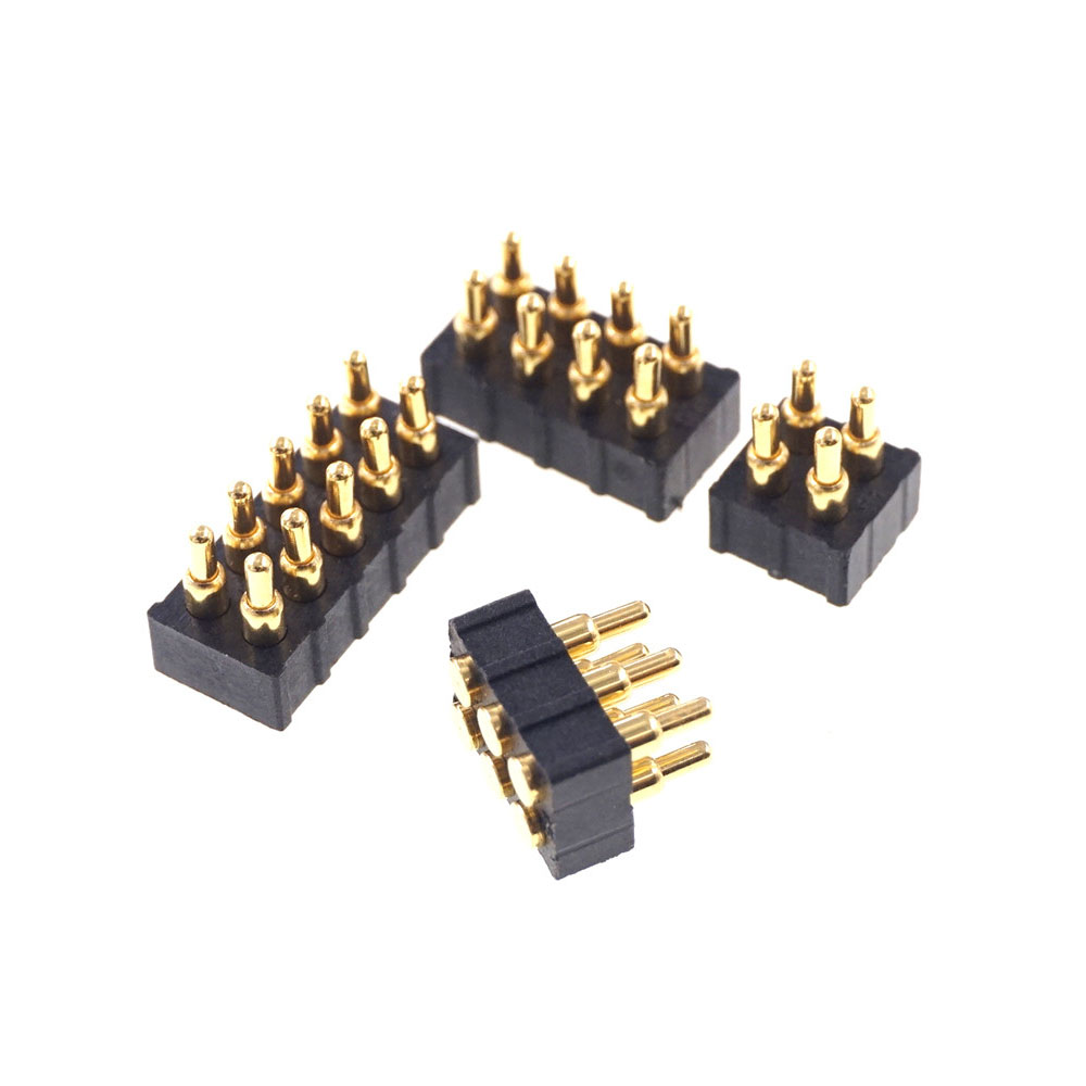 Grid 2.0 MM Pitch Pogo Pin Connector 4 6 8 10 Position Dual Row SMD Male Spring Loaded Re-Flow Solderable RoHS Lead Free