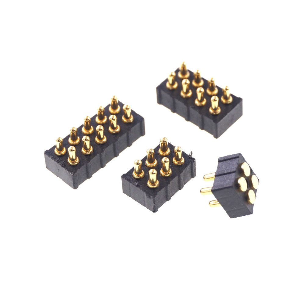 Grid 2.0 MM Pitch Pogo Pin Connector 4 6 8 10 Position Dual Row SMD Male Spring Loaded Re-Flow Solderable RoHS Lead Free