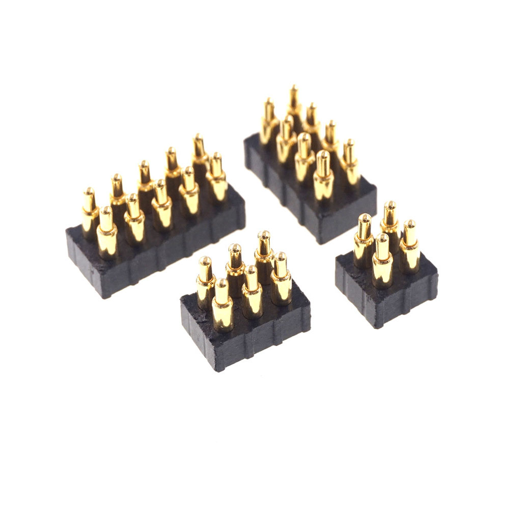 Grid 2.0 MM Pitch Pogo Pin Connector 4 6 8 10 Position Dual Row SMD Male Spring Loaded Re-Flow Solderable RoHS Lead Free