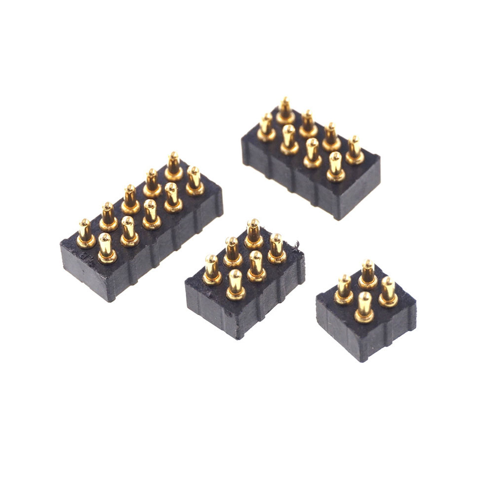 Grid 2.0 MM Pitch Pogo Pin Connector 4 6 8 10 Position Dual Row SMD Male Spring Loaded Re-Flow Solderable RoHS Lead Free