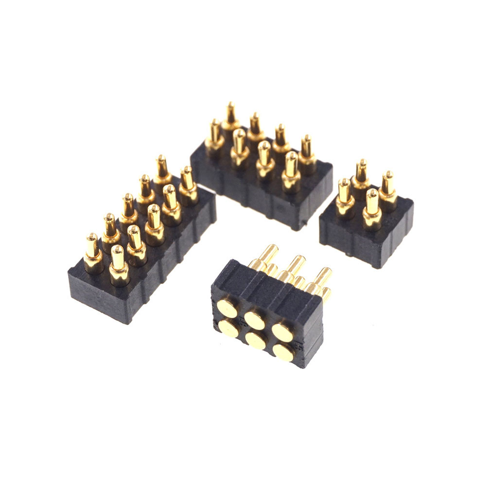 Grid 2.0 MM Pitch Pogo Pin Connector 4 6 8 10 Position Dual Row SMD Male Spring Loaded Re-Flow Solderable RoHS Lead Free