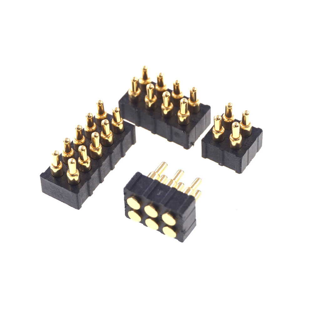 Grid 2.0 MM Pitch Pogo Pin Connector 4 6 8 10 Position Dual Row SMD Male Spring Loaded Re-Flow Solderable RoHS Lead Free