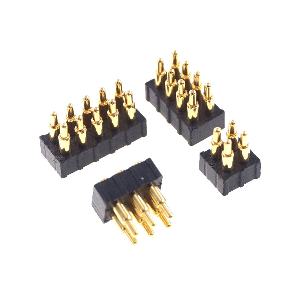 Grid 2.0 MM Pitch Pogo Pin Connector 4 6 8 10 Position Dual Row SMD Male Spring Loaded Re-Flow Solderable RoHS Lead Free