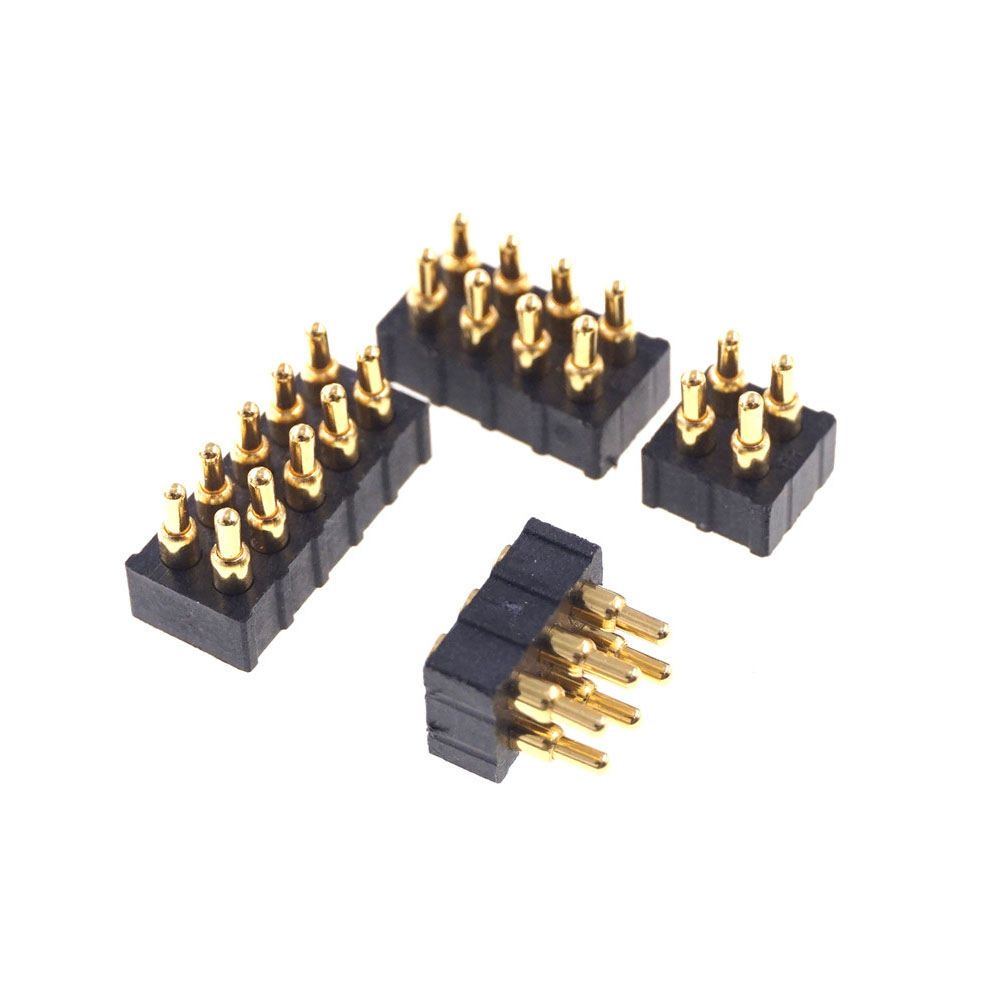 Grid 2.0 MM Pitch Pogo Pin Connector 4 6 8 10 Position Dual Row SMD Male Spring Loaded Re-Flow Solderable RoHS Lead Free