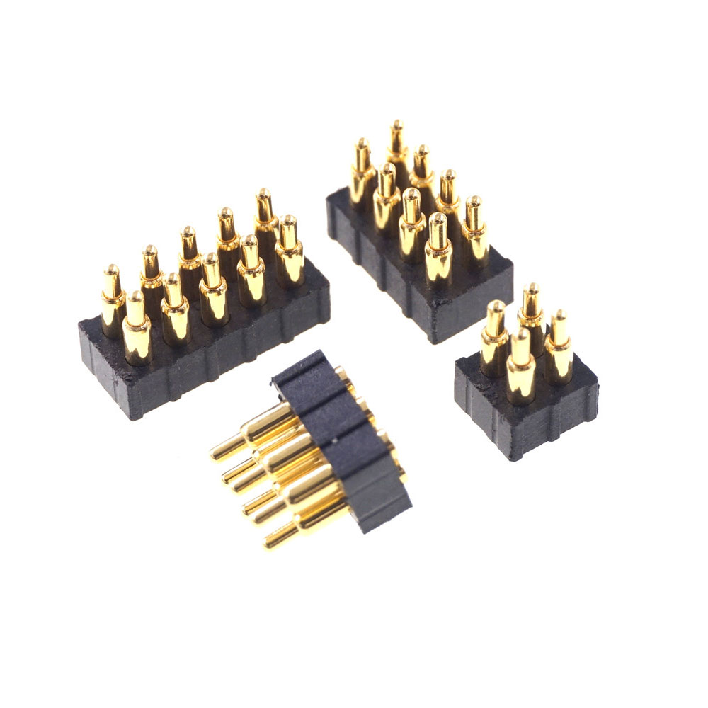 Grid 2.0 MM Pitch Pogo Pin Connector 4 6 8 10 Position Dual Row SMD Male Spring Loaded Re-Flow Solderable RoHS Lead Free