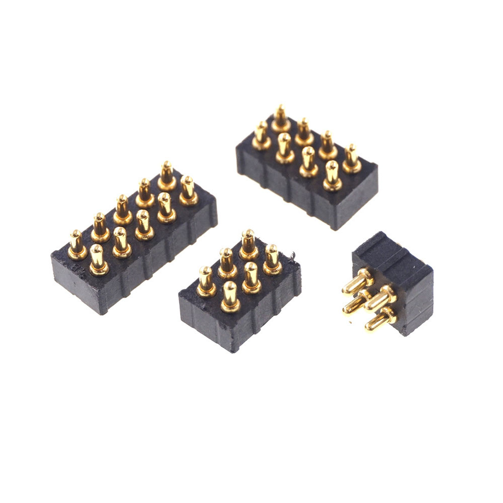 Grid 2.0 MM Pitch Pogo Pin Connector 4 6 8 10 Position Dual Row SMD Male Spring Loaded Re-Flow Solderable RoHS Lead Free