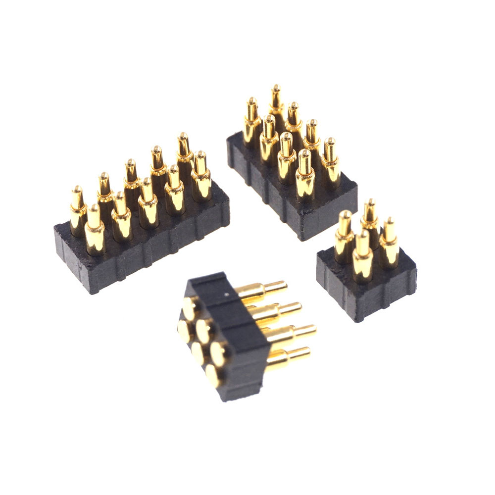 Grid 2.0 MM Pitch Pogo Pin Connector 4 6 8 10 Position Dual Row SMD Male Spring Loaded Re-Flow Solderable RoHS Lead Free