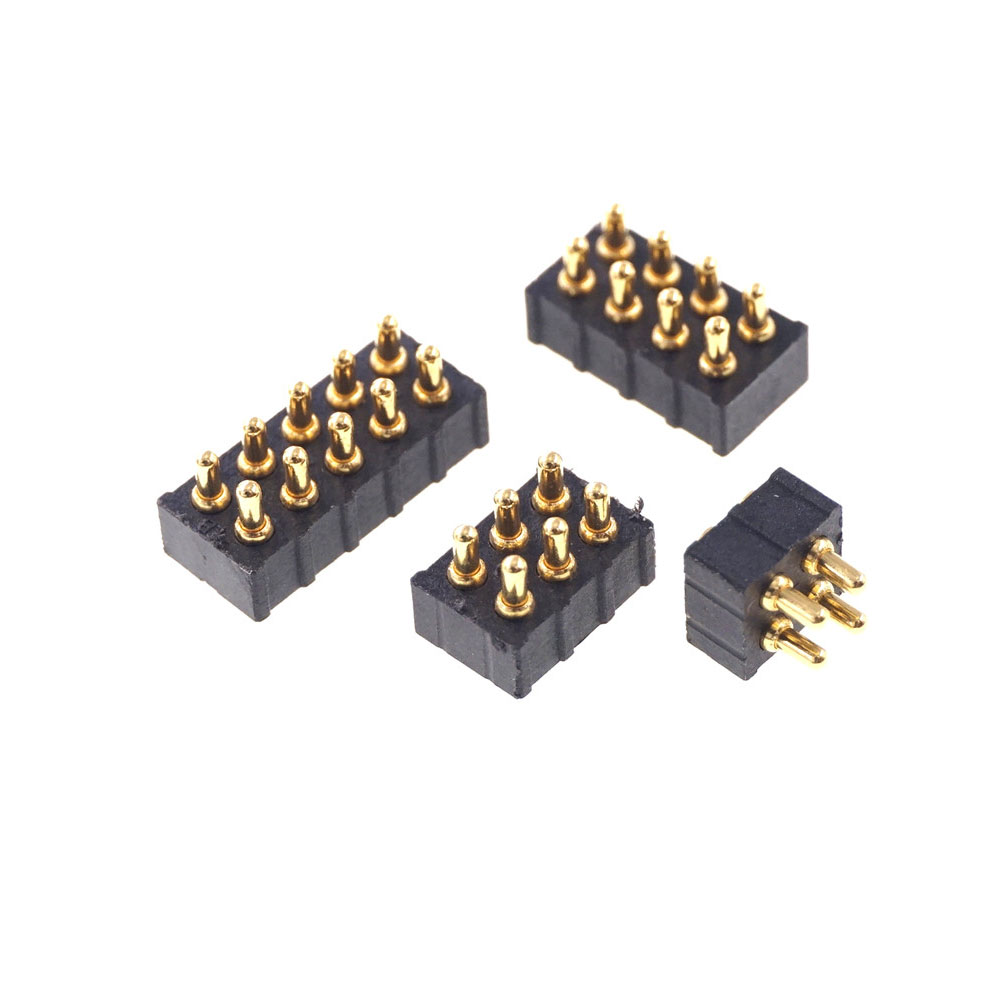 Grid 2.0 MM Pitch Pogo Pin Connector 4 6 8 10 Position Dual Row SMD Male Spring Loaded Re-Flow Solderable RoHS Lead Free