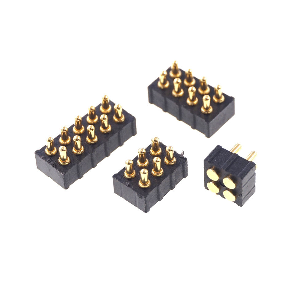 Grid 2.0 MM Pitch Pogo Pin Connector 4 6 8 10 Position Dual Row SMD Male Spring Loaded Re-Flow Solderable RoHS Lead Free