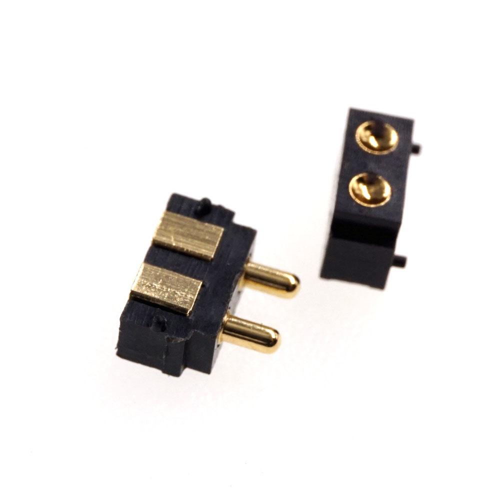 Spring Loaded Pogo Pin Connector 2 PIN Right Angle Surface Mount SMD Strip Male Female Target Concave SMT Pitch 2.5 MM
