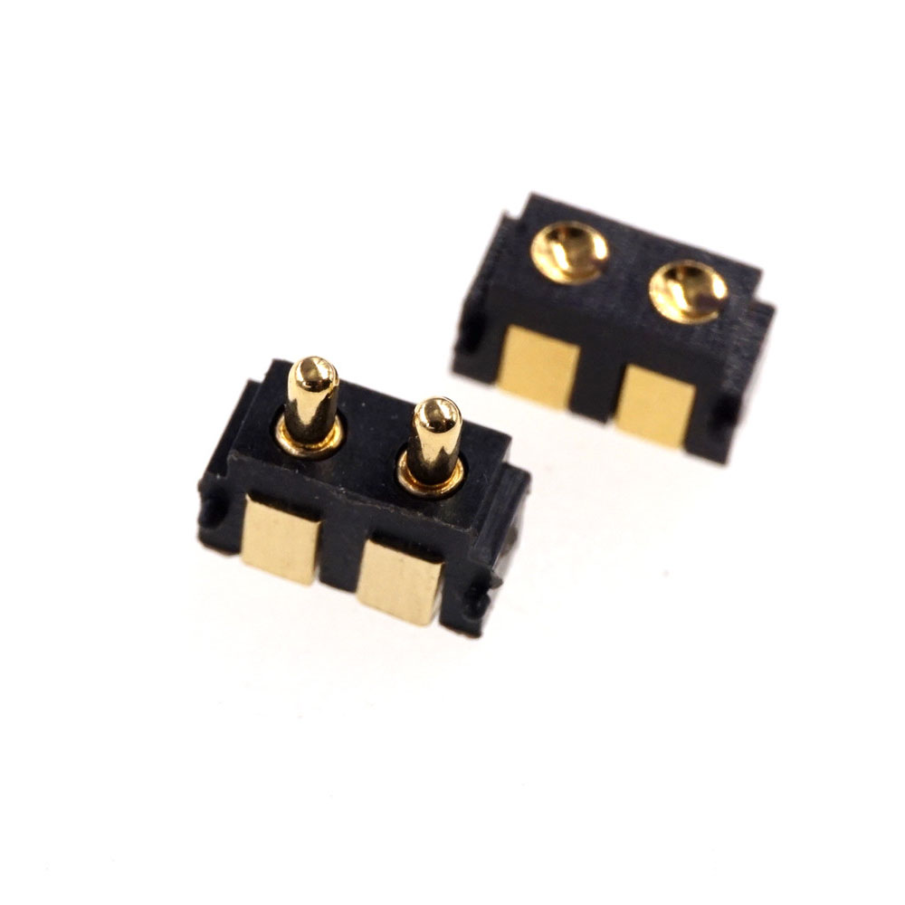 Spring Loaded Pogo Pin Connector 2 PIN Right Angle Surface Mount SMD Strip Male Female Target Concave SMT Pitch 2.5 MM