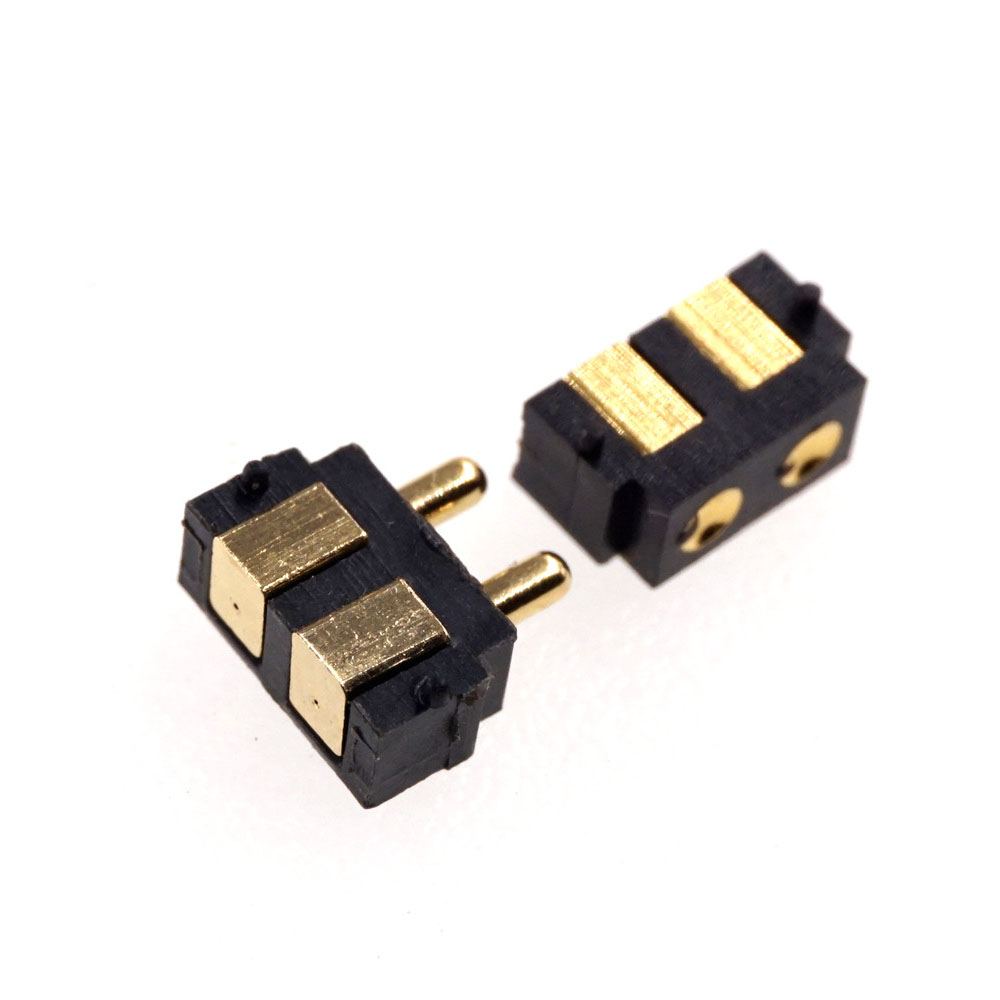 Spring Loaded Pogo Pin Connector 2 PIN Right Angle Surface Mount SMD Strip Male Female Target Concave SMT Pitch 2.5 MM