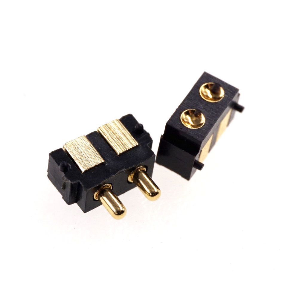 Spring Loaded Pogo Pin Connector 2 PIN Right Angle Surface Mount SMD Strip Male Female Target Concave SMT Pitch 2.5 MM