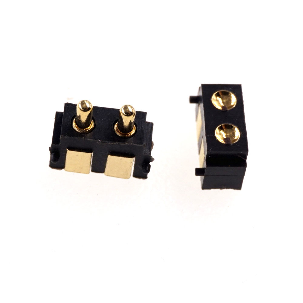 Spring Loaded Pogo Pin Connector 2 PIN Right Angle Surface Mount SMD Strip Male Female Target Concave SMT Pitch 2.5 MM