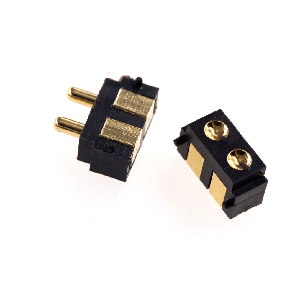Spring Loaded Pogo Pin Connector 2 PIN Right Angle Surface Mount SMD Strip Male Female Target Concave SMT Pitch 2.5 MM