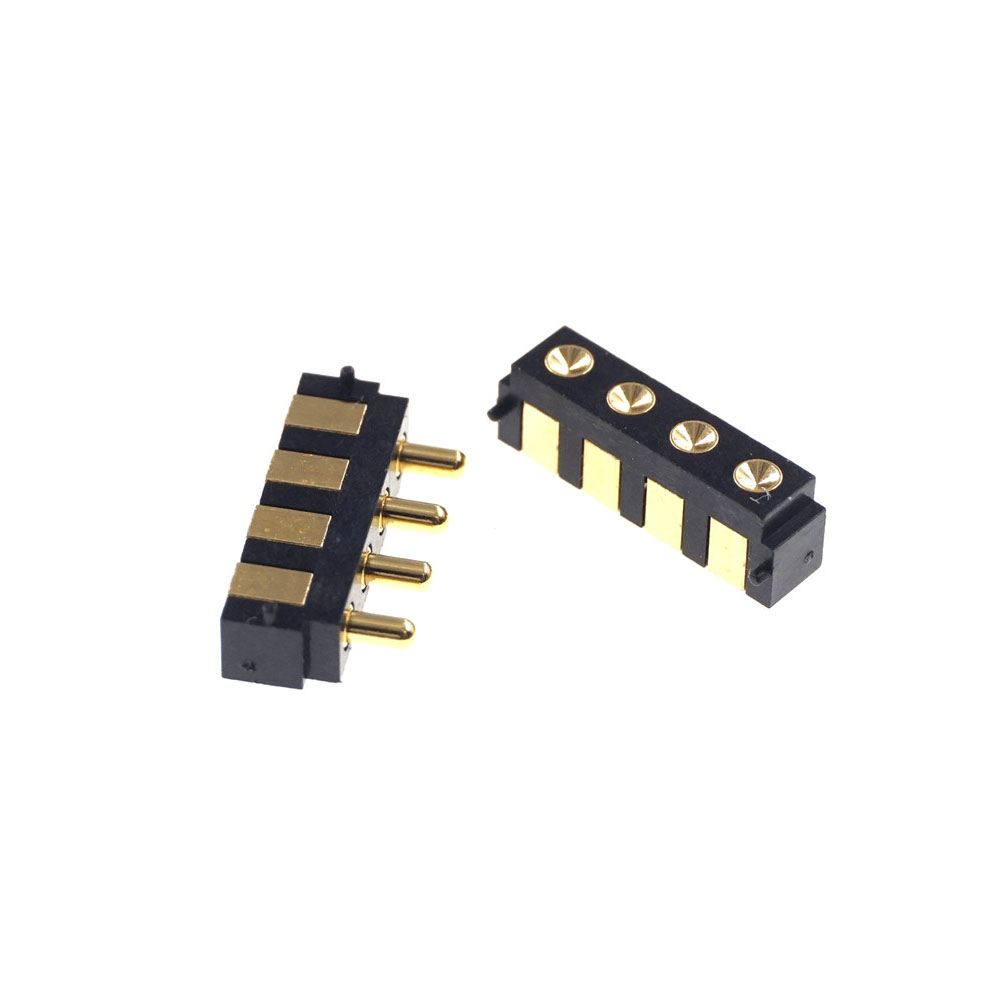 SMT Spring-Loaded Pogo Pin Strip Module 4 Pin 2.5 MM Grid 1x4 Position 90 Degree Surface Mount Horizontal HSMT
