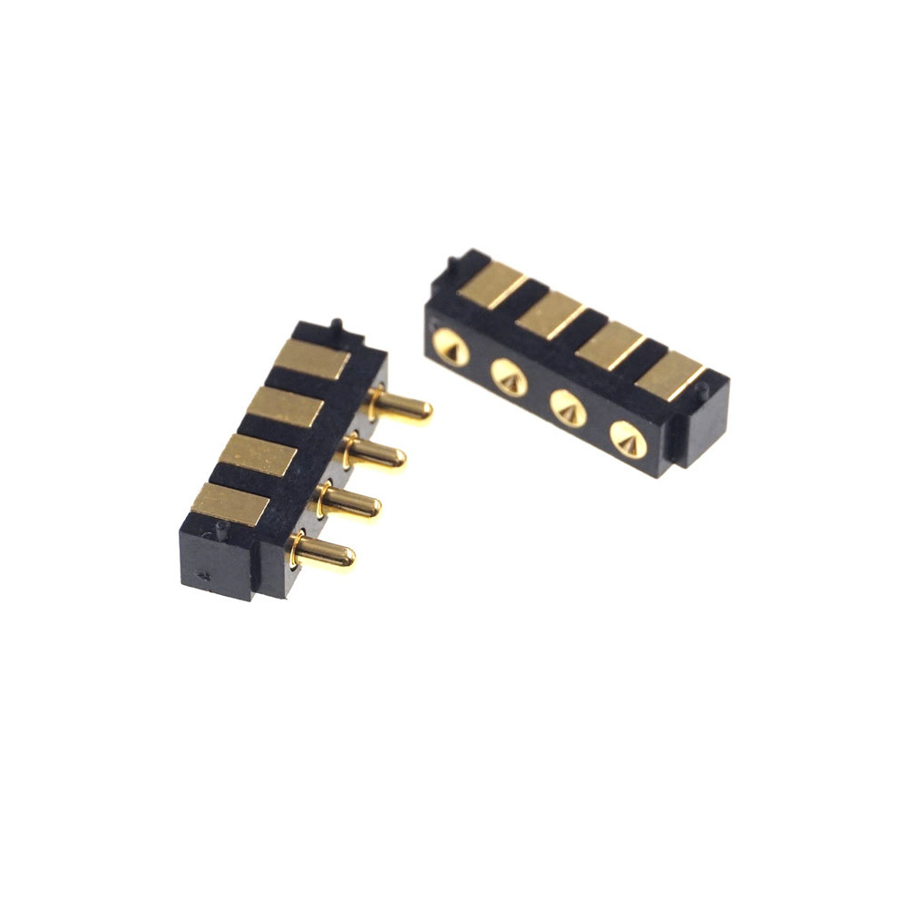 SMT Spring-Loaded Pogo Pin Strip Module 4 Pin 2.5 MM Grid 1x4 Position 90 Degree Surface Mount Horizontal HSMT