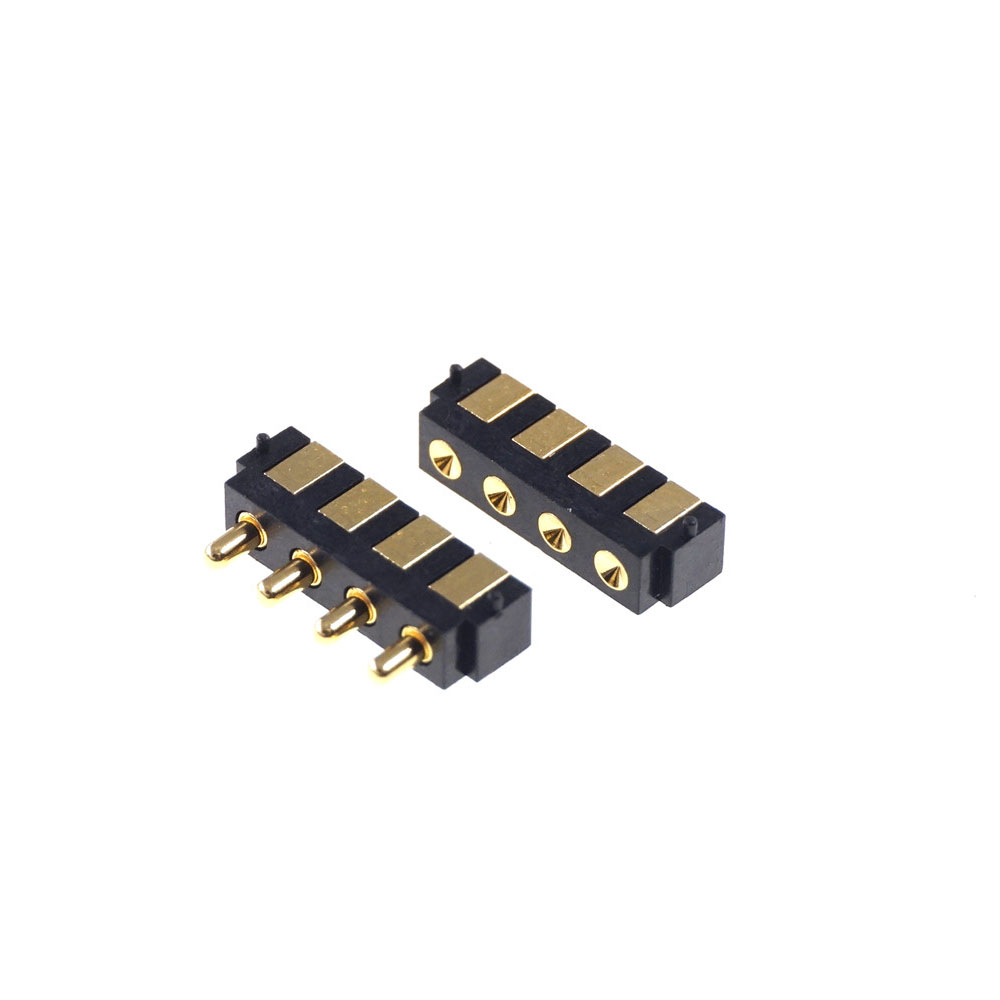 SMT Spring-Loaded Pogo Pin Strip Module 4 Pin 2.5 MM Grid 1x4 Position 90 Degree Surface Mount Horizontal HSMT