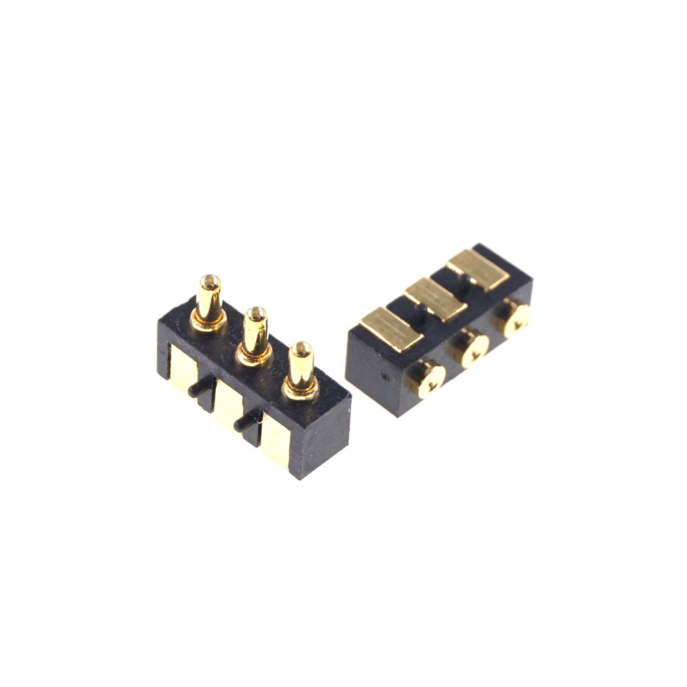 Spring Loaded Pogo Pin connector 3 PIN Right Angle Surface Mount SMD Strip Male Female Target Flat Face SMT Pitch 2.5 mm
