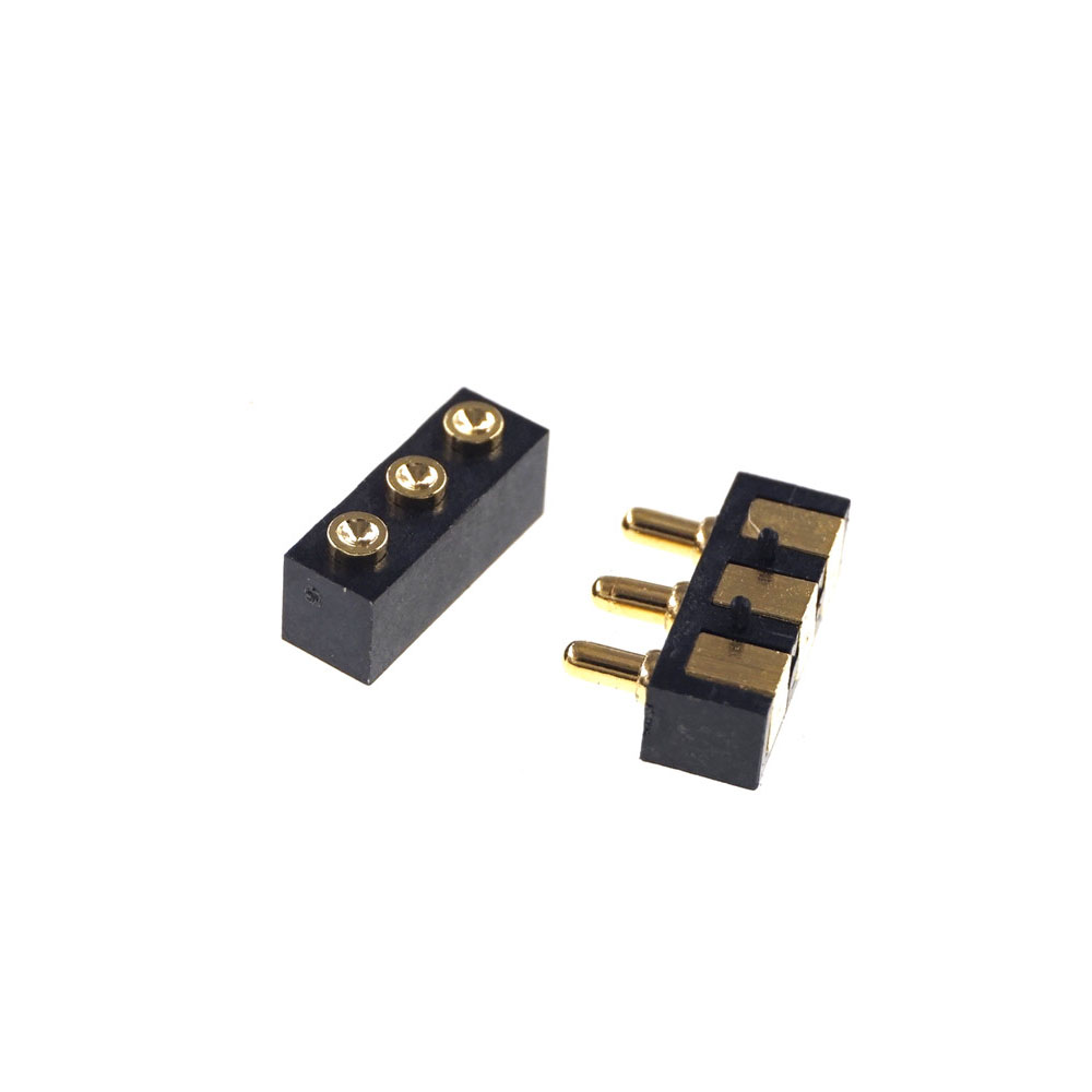 Spring Loaded Pogo Pin connector 3 PIN Right Angle Surface Mount SMD Strip Male Female Target Flat Face SMT Pitch 2.5 mm