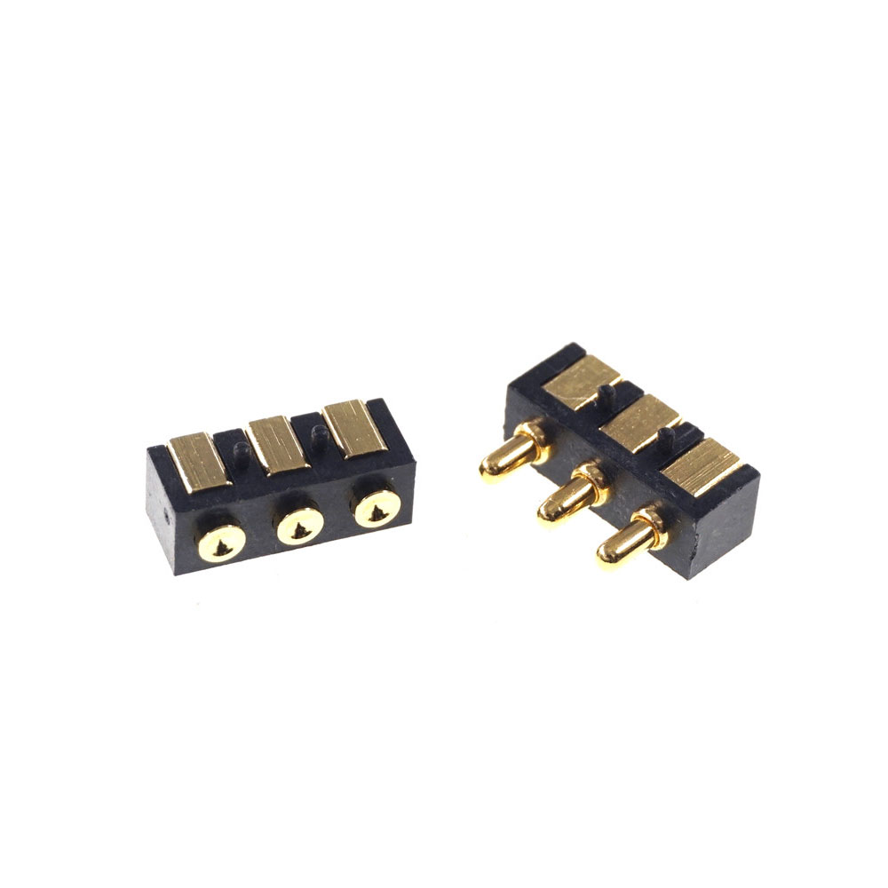 Spring Loaded Pogo Pin connector 3 PIN Right Angle Surface Mount SMD Strip Male Female Target Flat Face SMT Pitch 2.5 mm